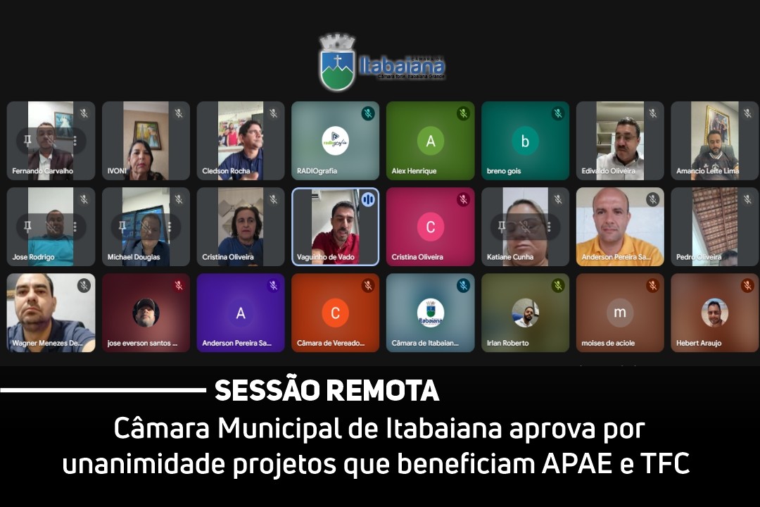 Câmara Municipal de Itabaiana aprova por unanimidade projetos que beneficiam APAE e TFC